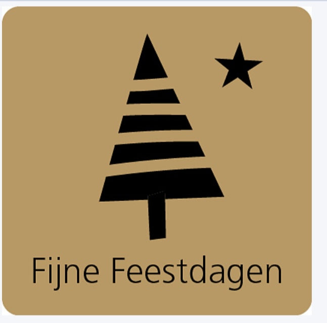 Kerst stickers - Fijne Feestdagen - Kraft vierkant (5 stuks)