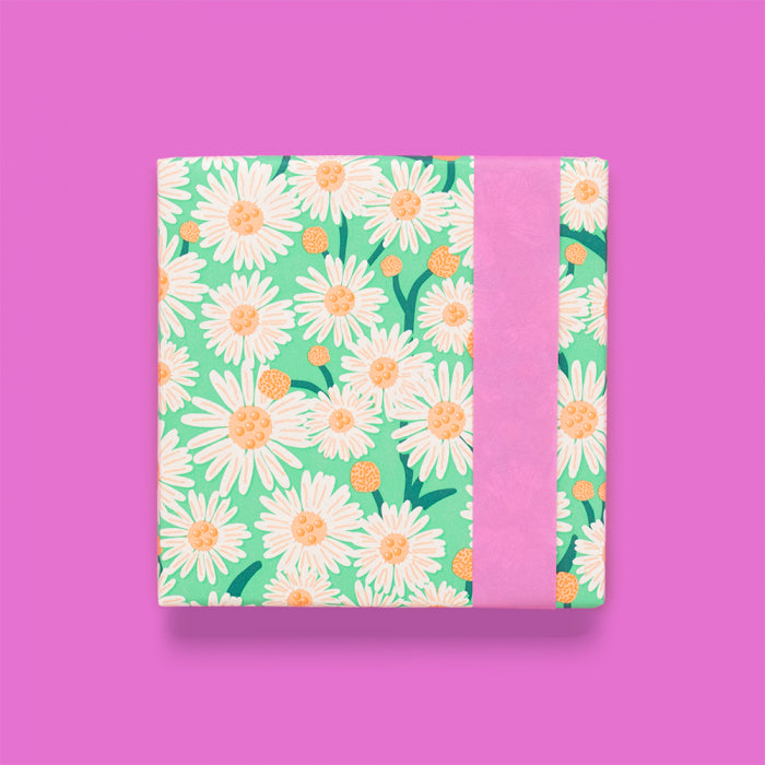 Inpakpapier - Daisy Bright Green - Pink