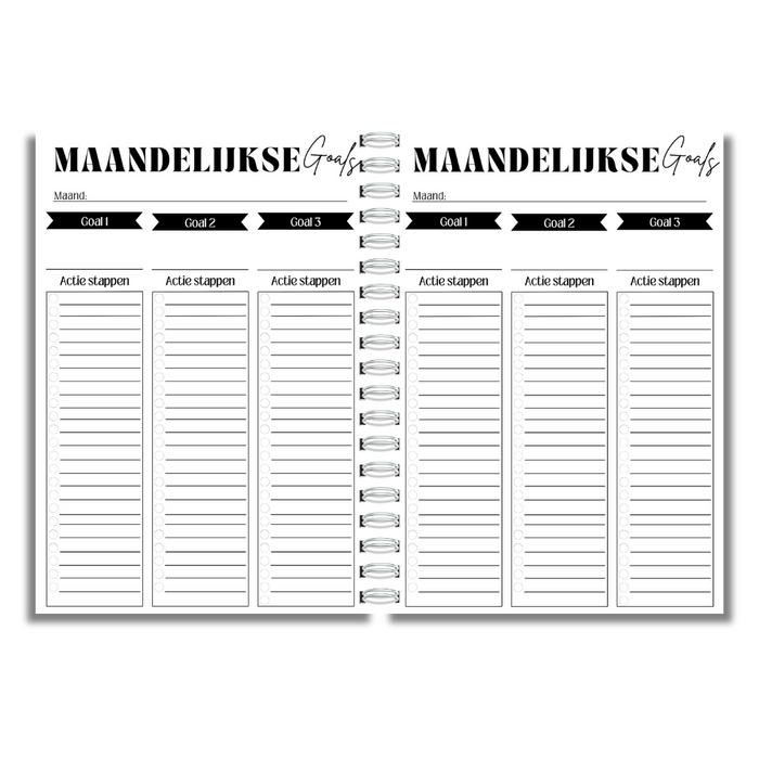 Levensplanner - maandelijkse goals