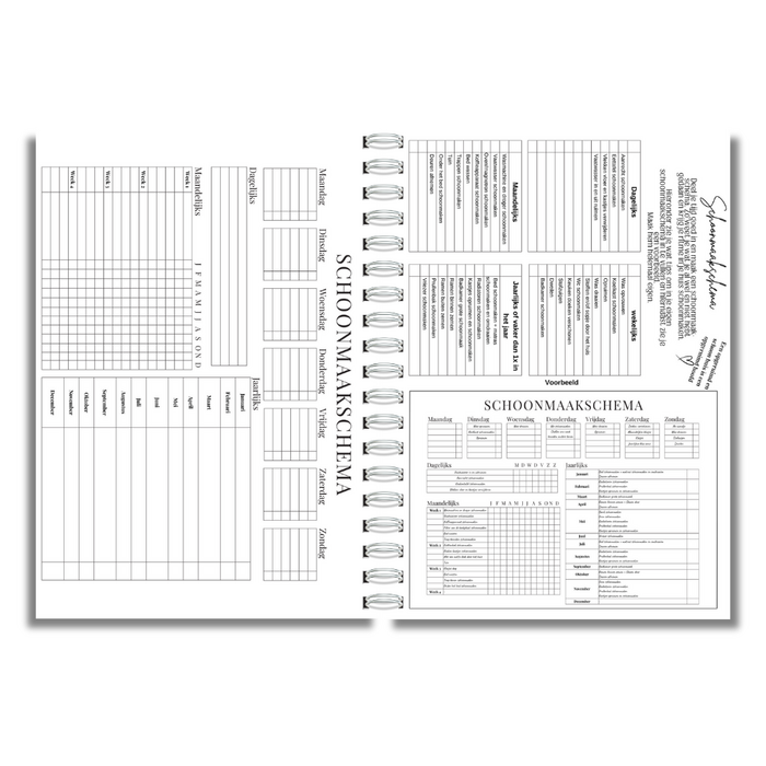 Levensplanner - schoonmaakschema